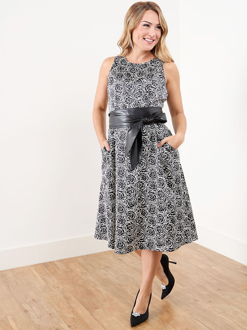 Petite Satin Floral Midi Dress Cleo 4000010767
