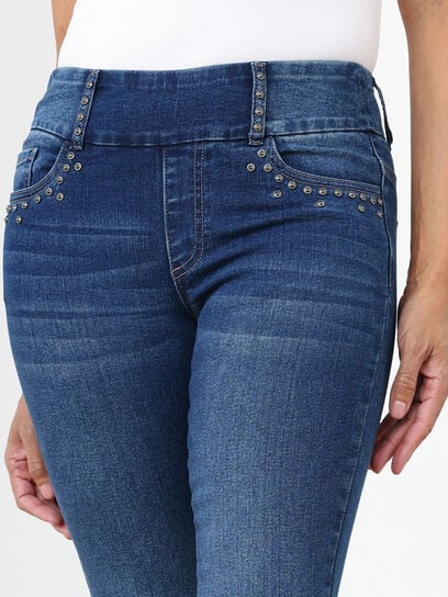 Medium Wash Slim Leg Jeans with Studs by GG Jeans