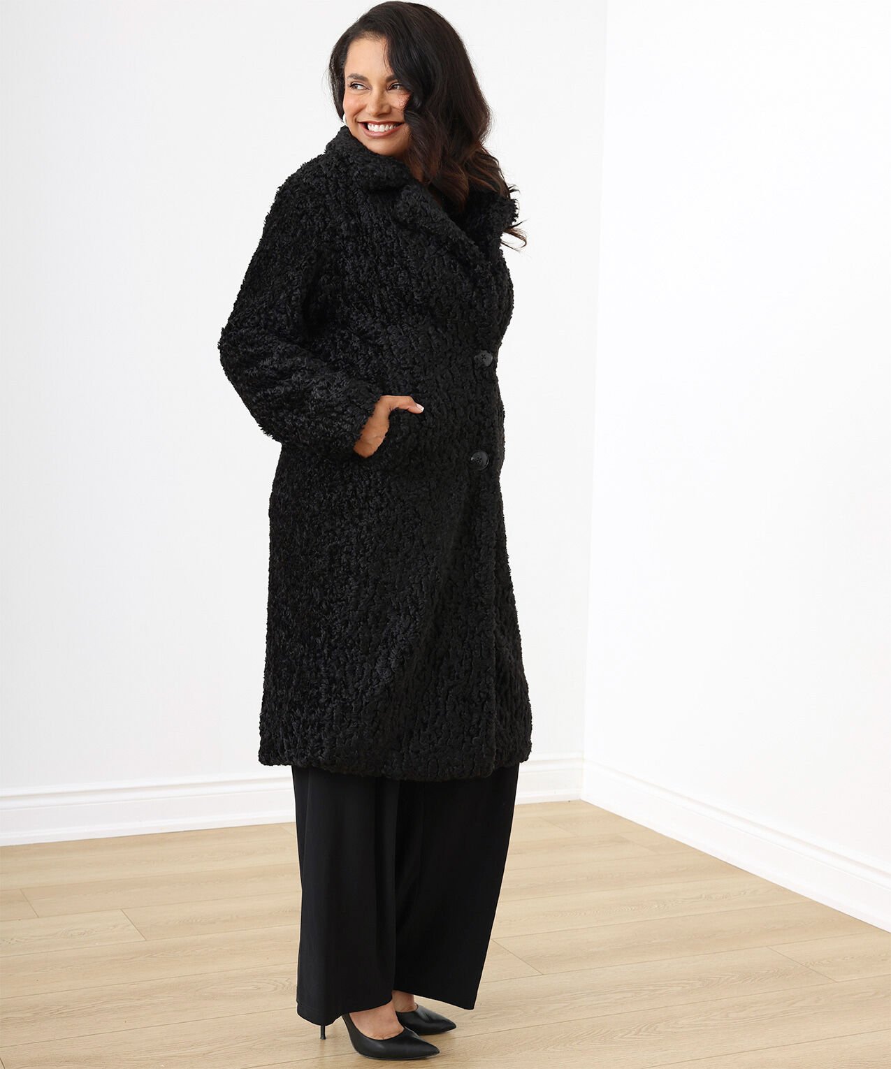 Faux lamb fur top