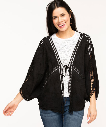 Black Soft Embroidered Cocoon Cover-Up Image 1