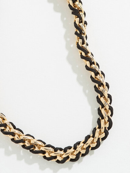 Gold with Black Suede Woven Necklace Image 3