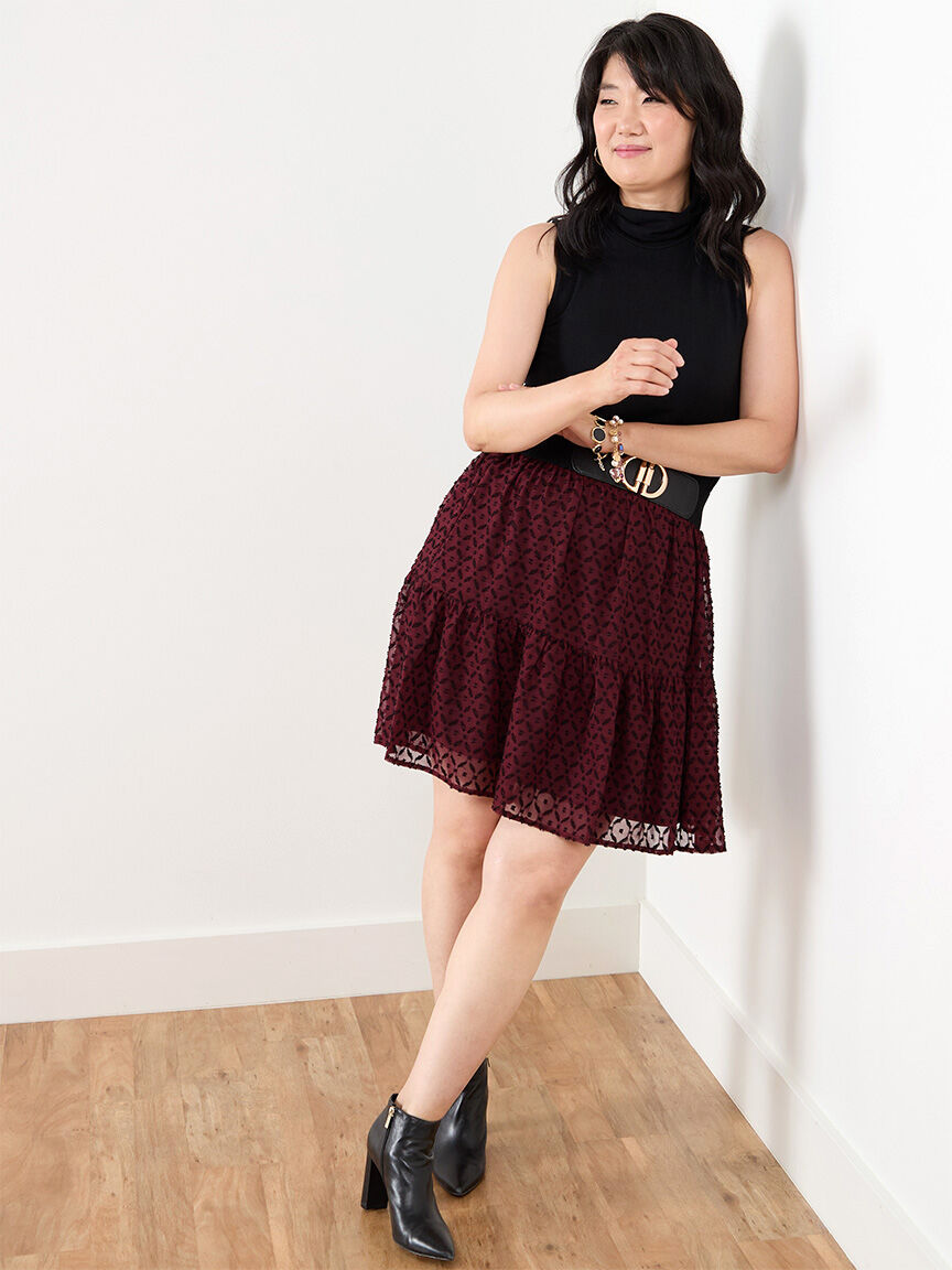 Textured Knee Length Skirt Cleo 4000011149