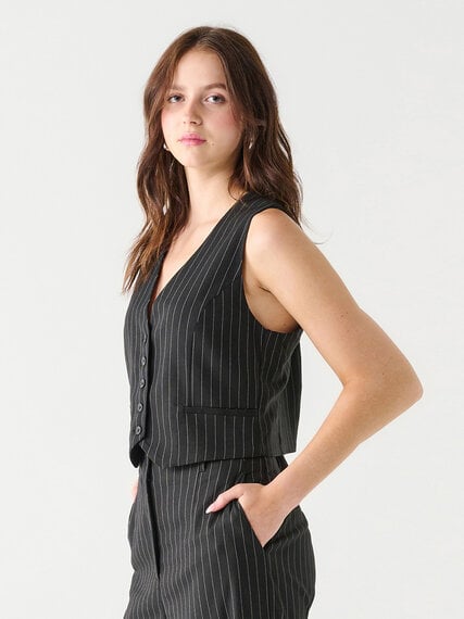 Pinstripe Button Front Vest by Black Tape Image 2