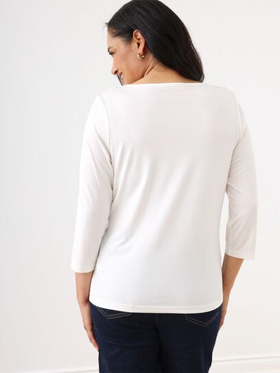3/4 Sleeve Cowl Neck Relaxed Fit Top