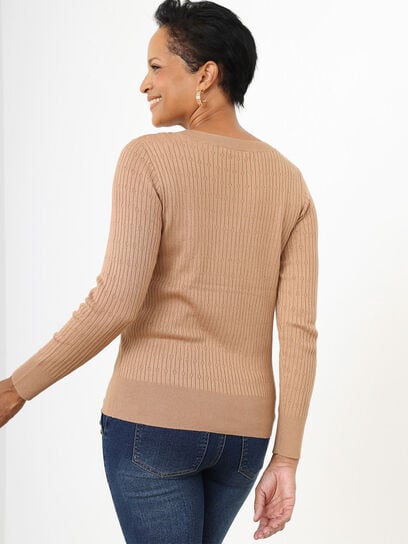Long Sleeve Pointelle Pullover Sweater