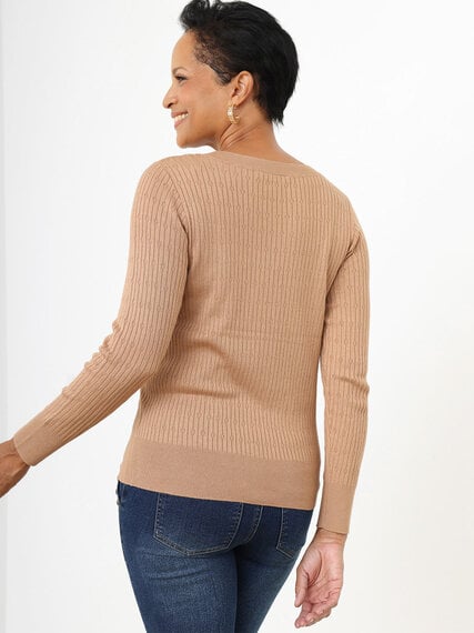 Long Sleeve Pointelle Pullover Sweater Image 3