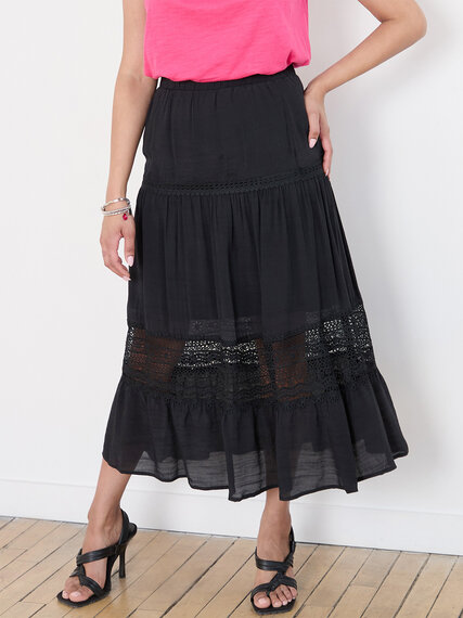 Petite Gauze Peasant Skirt with Lace Detail Image 2