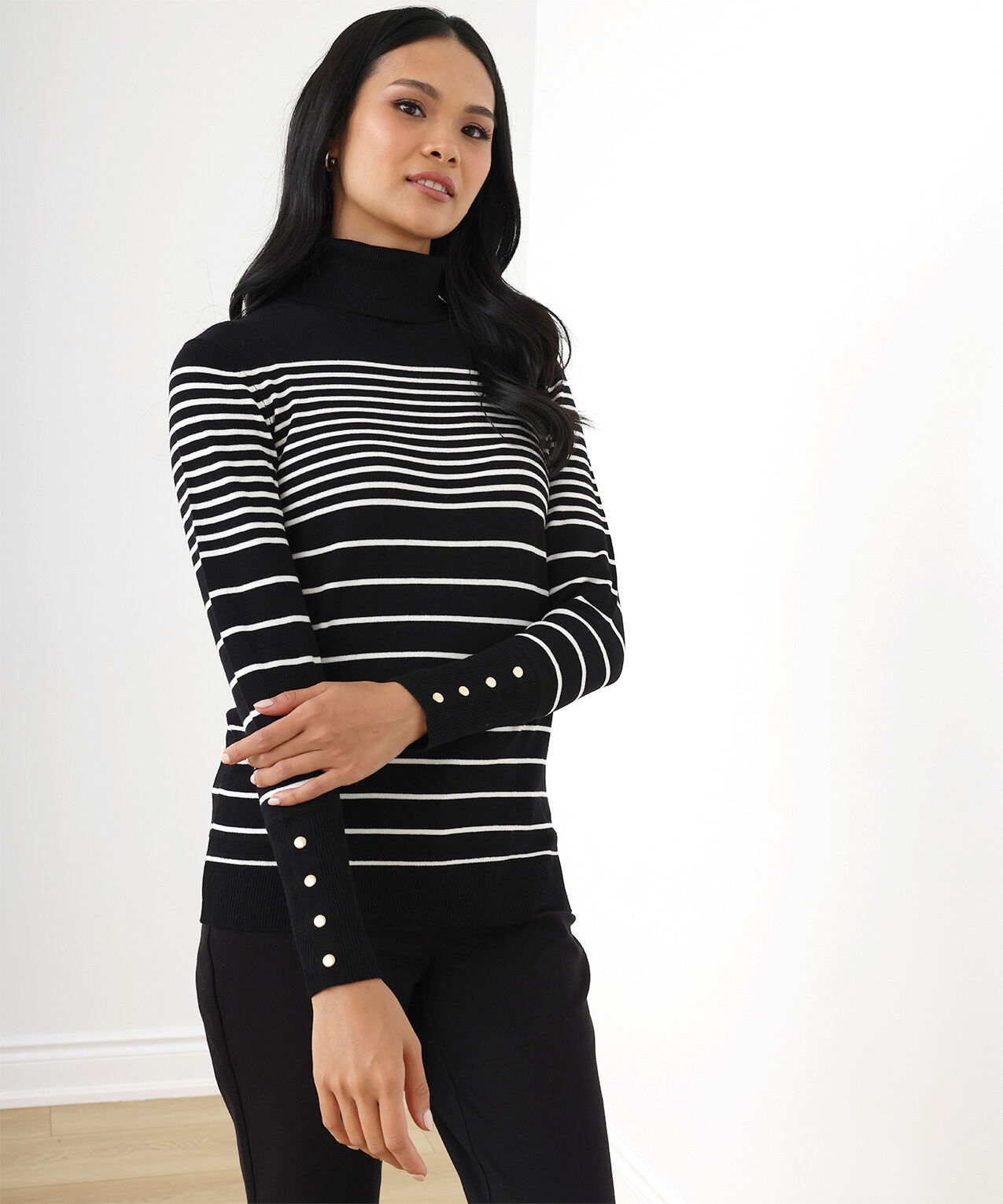 Petite Turtleneck Sweater with Button Detail Cleo 4000008670