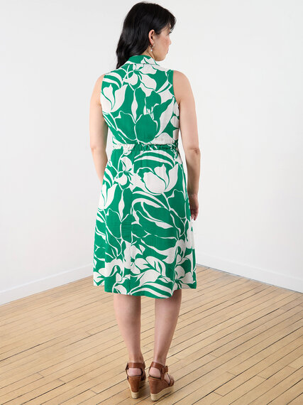 Linen/Challis Faux Wrap Dress Image 5