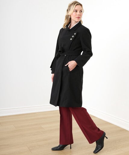 Belted Cross Over Collar Coat Image 1