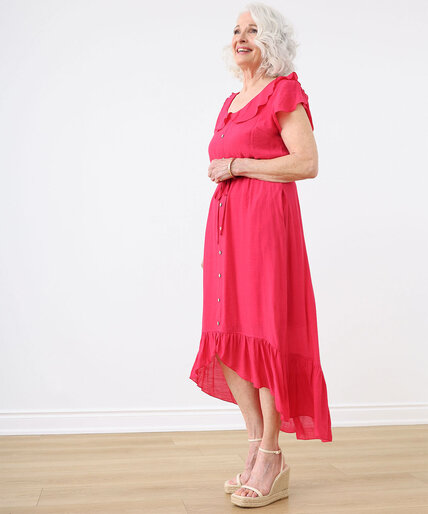 Gauze Tulip-Sleeve Hi-Low Maxi Dress Image 1
