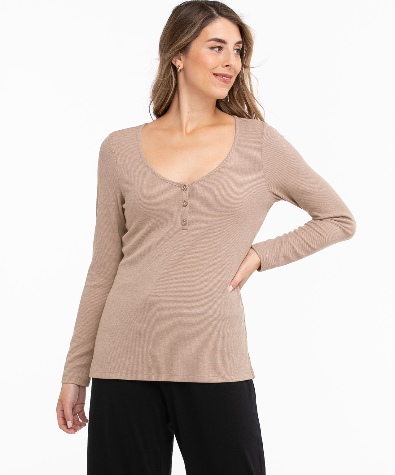 Super Soft Henley Pajama Top Cleo 4000004237