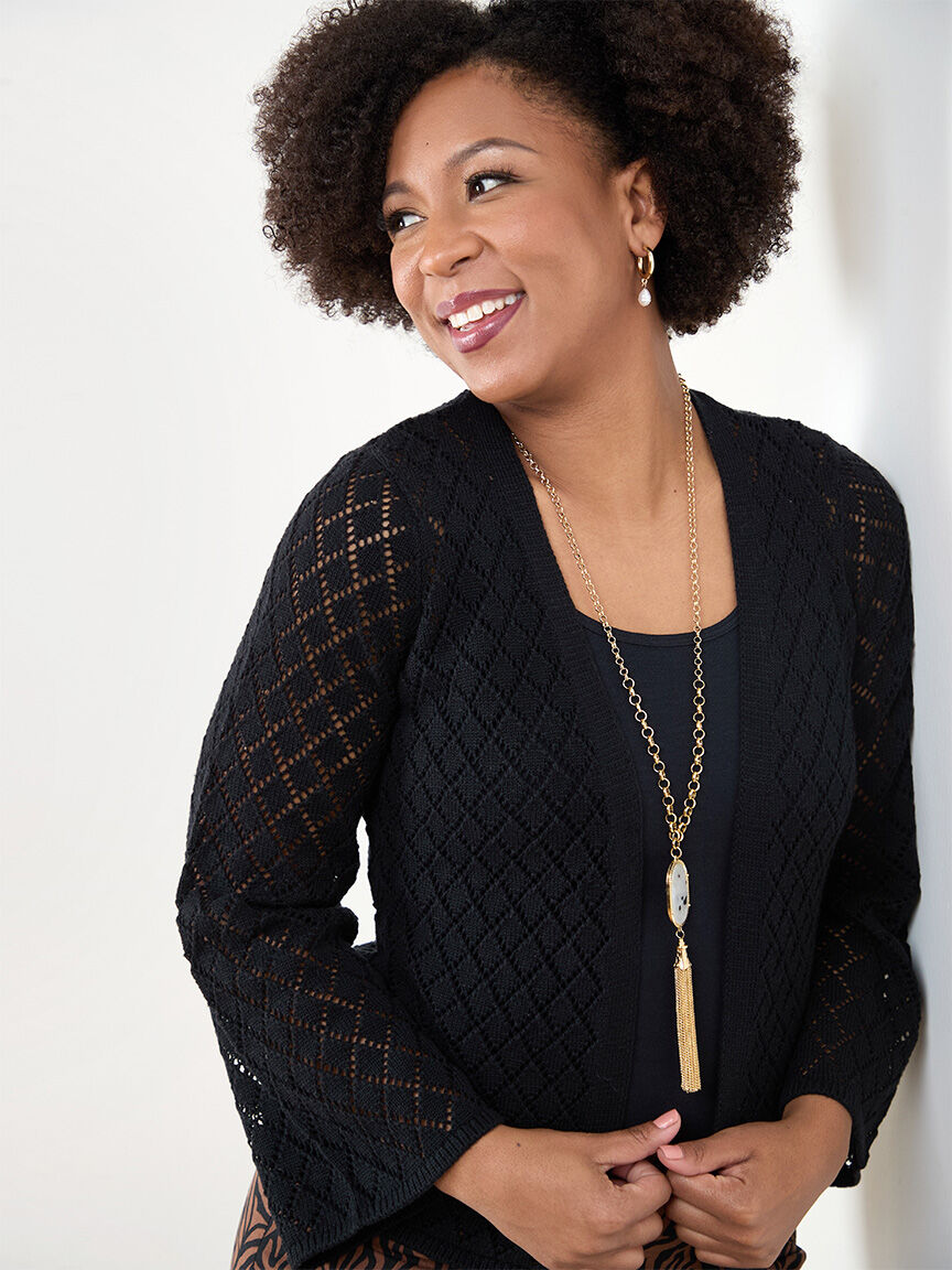 Black crochet shrug online