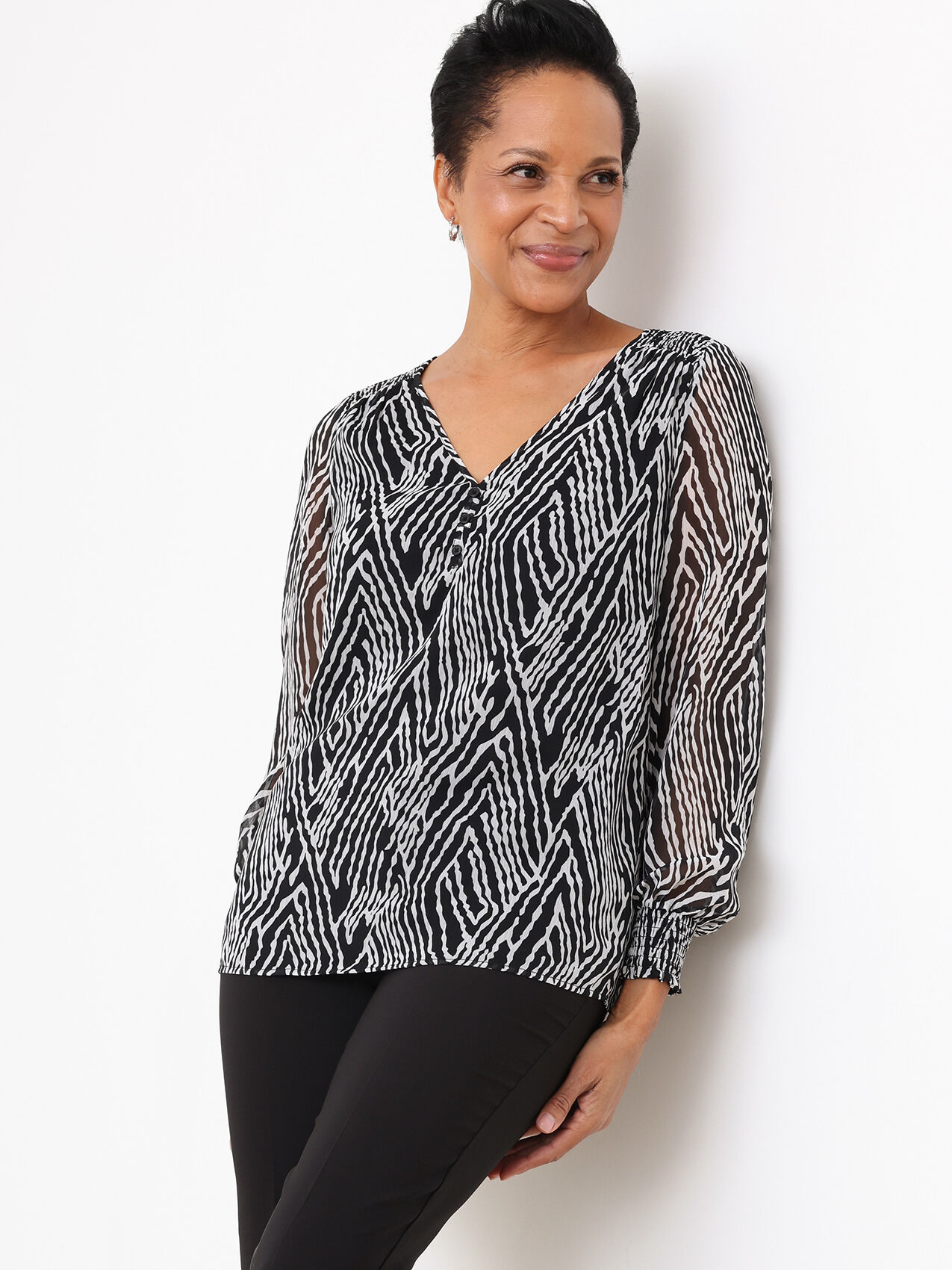Gray chiffon shop blouse