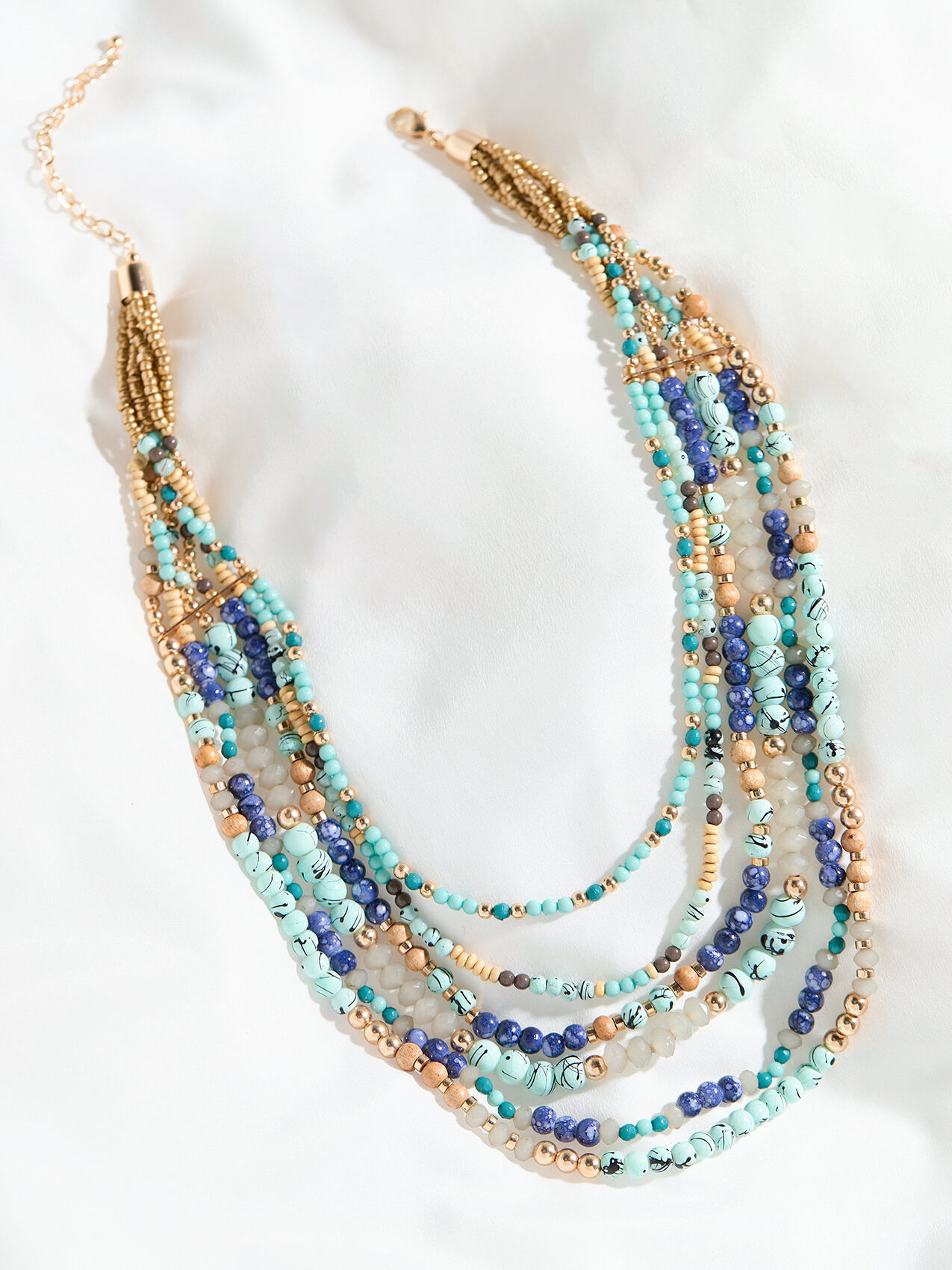 Long Layered Multi Tone Beaded Necklace Cleo 4000010190