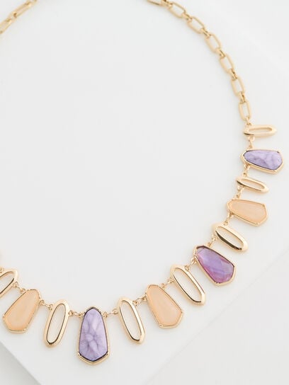 Gold/Lilac Charm Short Necklace