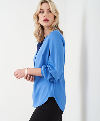 Long Sleeve Mid Length Y-Neck Top Image 3
