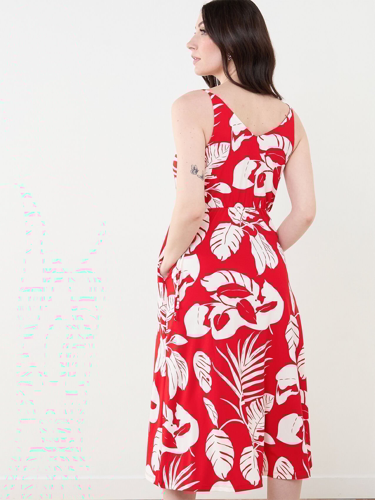 Red White Tropical Summer Sundress Cleo 4000010839