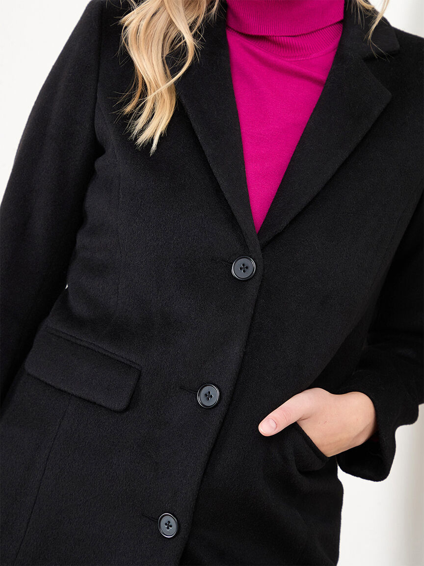 Black faux wool coat deals