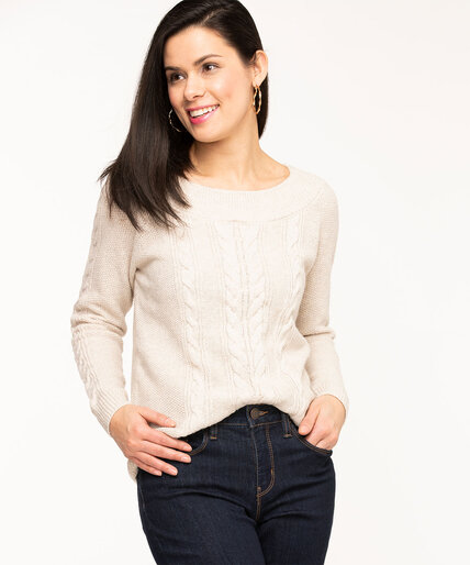 Oatmeal Cable Knit Sweater Image 1