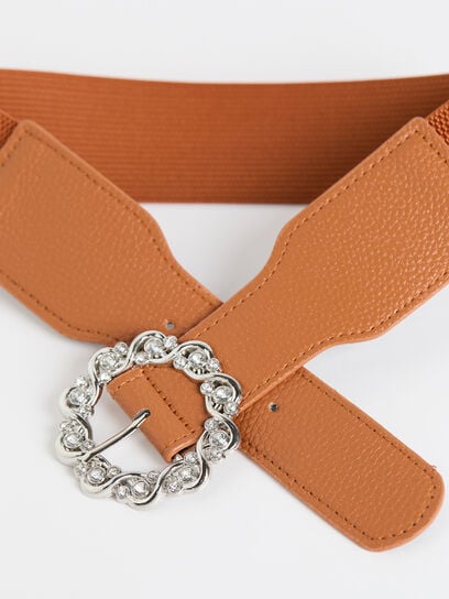 Vegan Leather Jeweled Stretch Belt