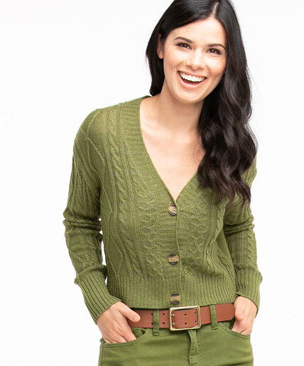 Recycled Cable Knit Cardigan Image 5