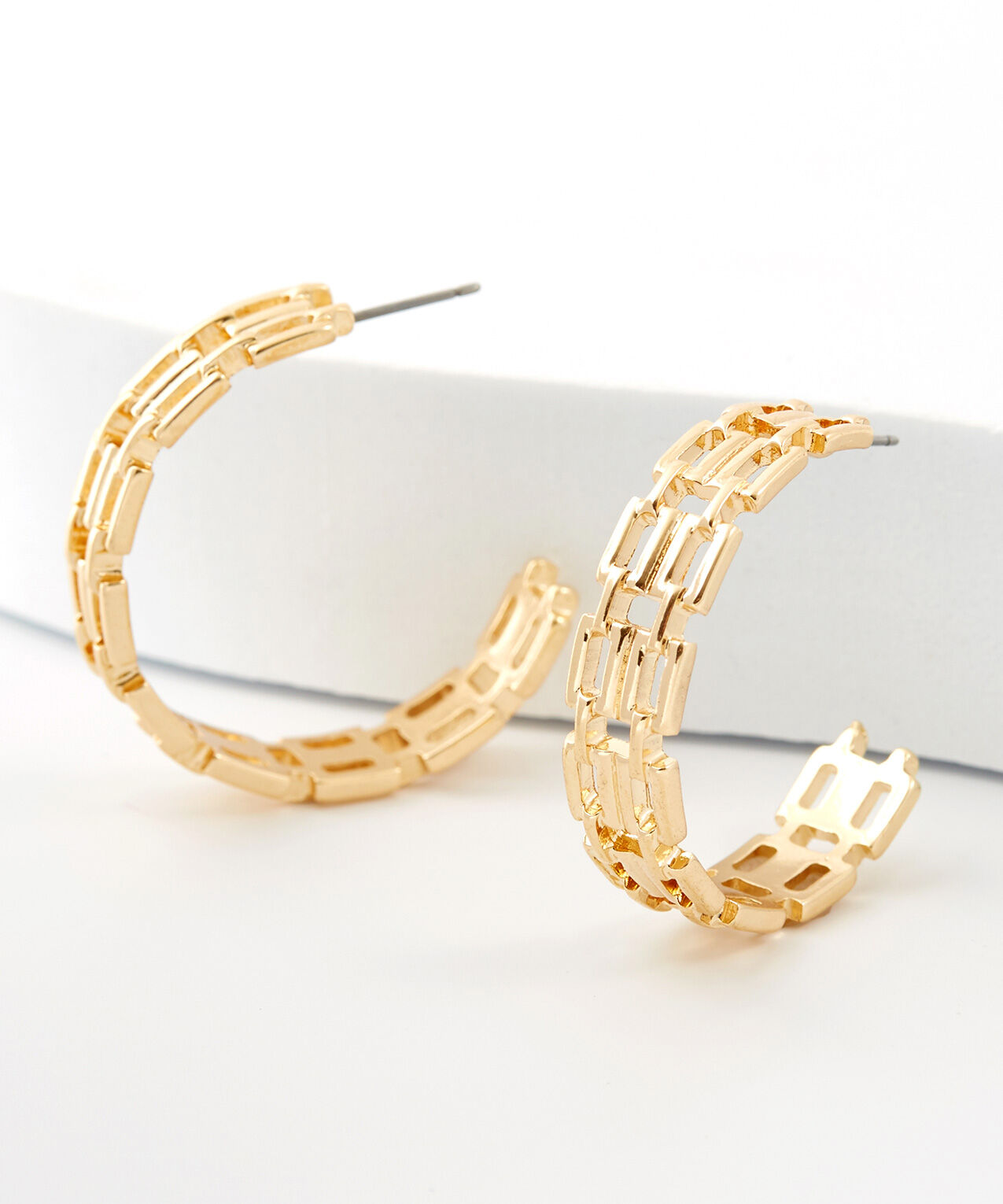 Medium Gold Chain Hoop Earrings