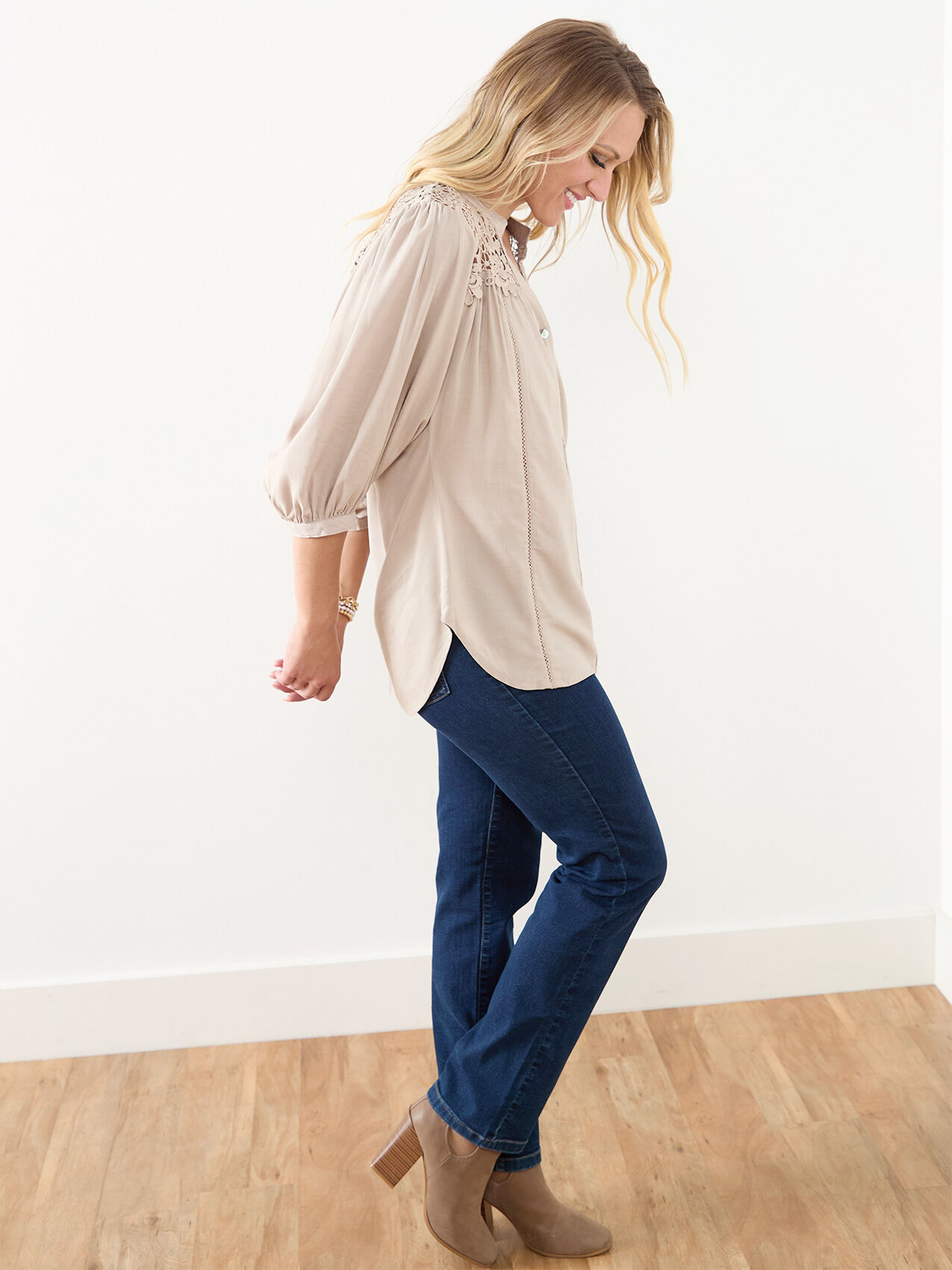 V-Neck Button Front Tunic Blouse Cleo 4000011605