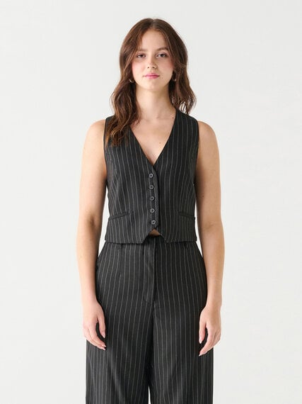Pinstripe Button Front Vest by Black Tape Image 1