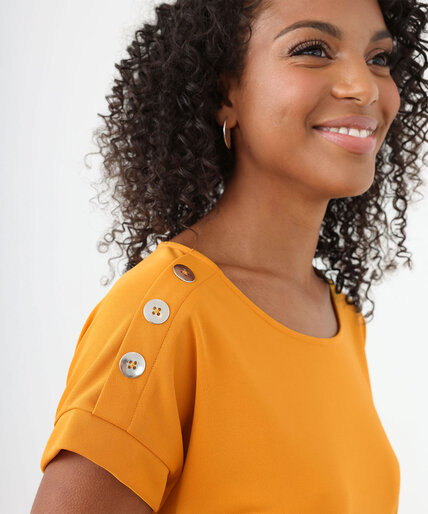 Petite Short Sleeve Button-Shoulder Top Image 2