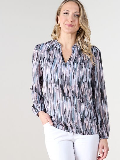 Relaxed Fit Chiffon Blouse with Ruffle Detail