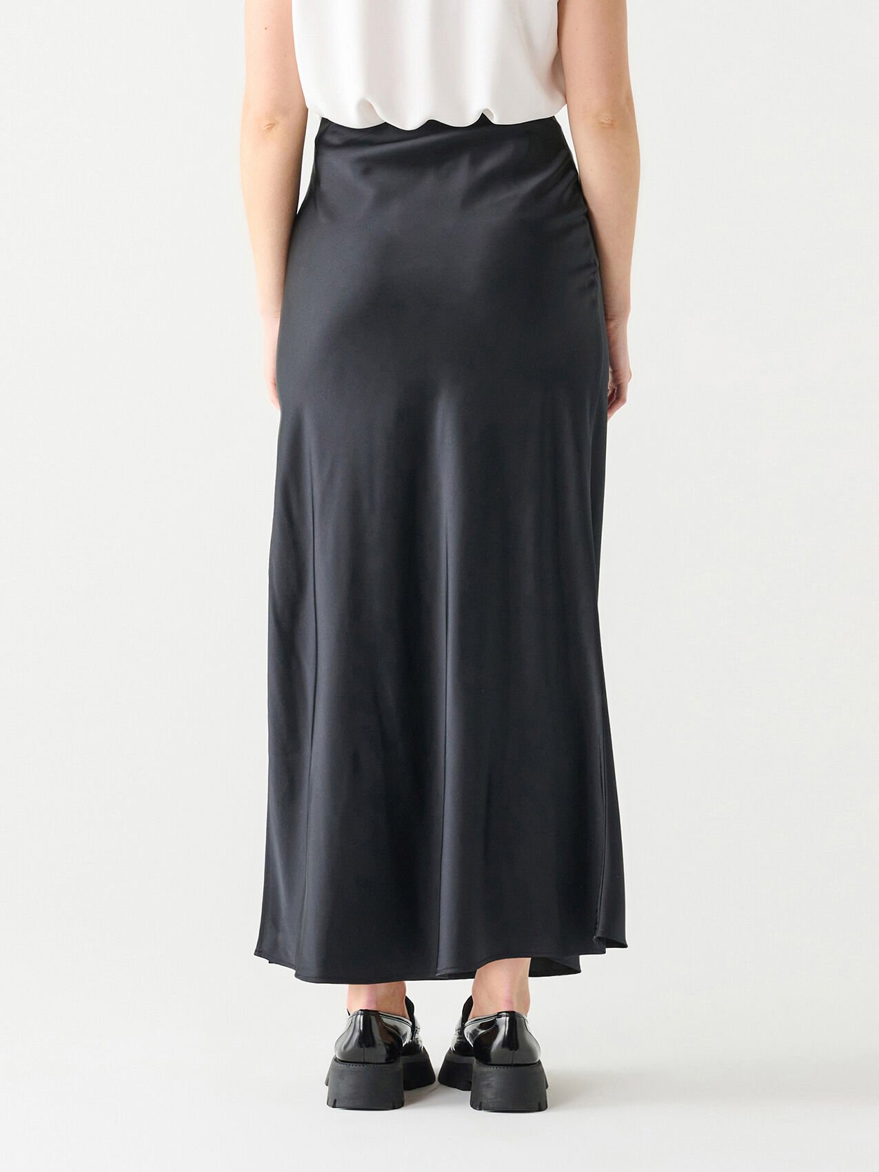 Black Satin Maxi Skirt by Tape