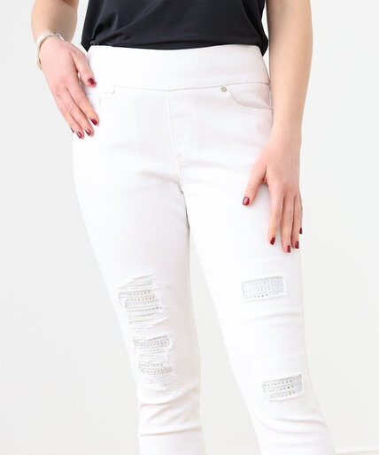 White Denim Bling Slim Crop Jean Image 5