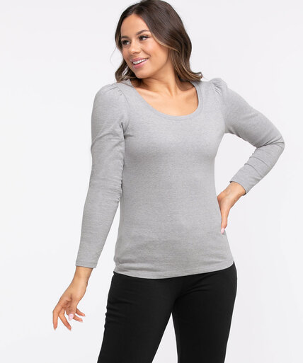 Cotton Blend Long Puff Sleeve Tee Image 1