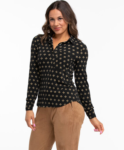 Collared Button Front Knit Top Image 6
