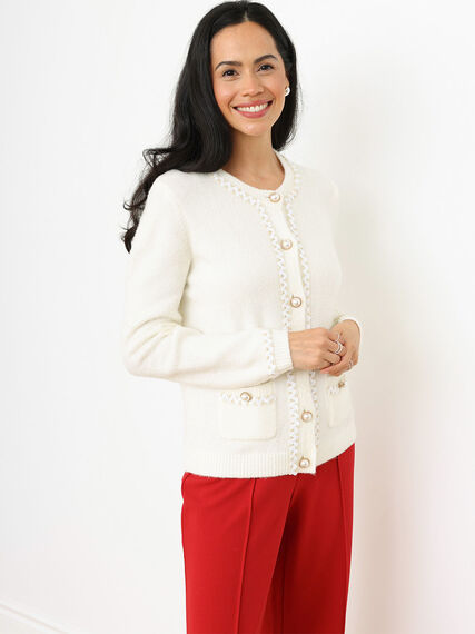 Petite Long Sleeve Sequin Button-Front Cardigan Image 1