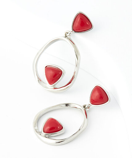 Cabochon Silver Circle Earrings Image 2