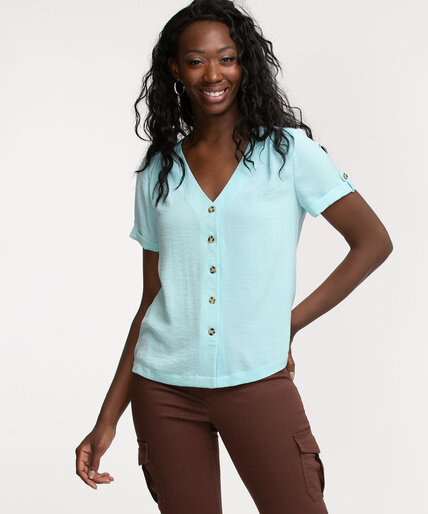 Short Sleeve Button Front Blouse Image 5