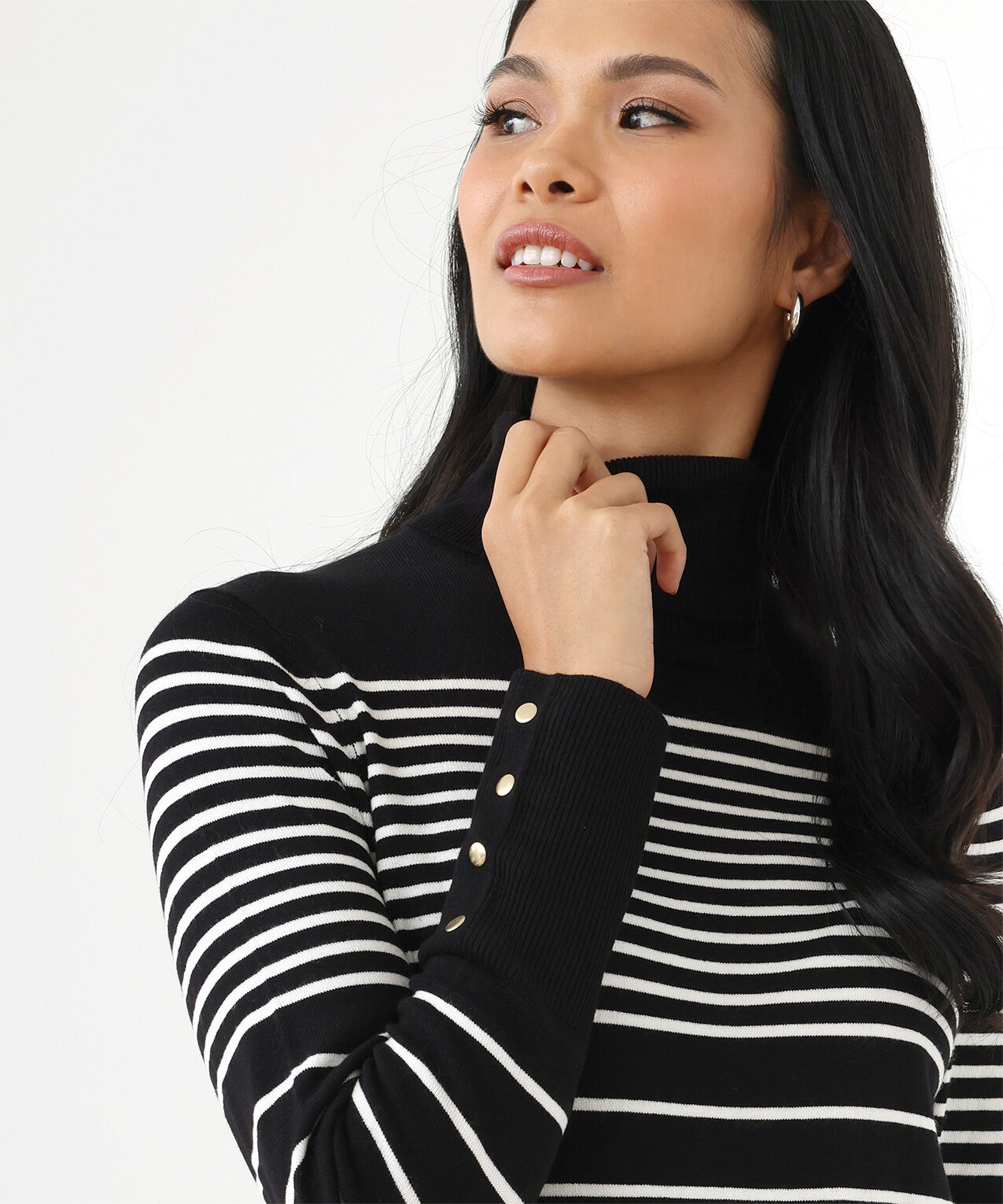 CLEO Petite Turtleneck Sweater with Button Detail Bramalea City