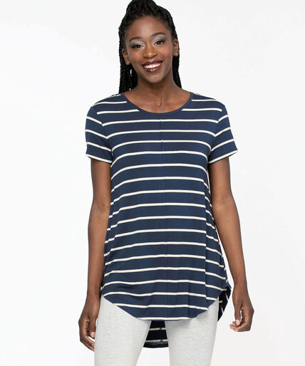 Striped Short Sleeve Tunic Top Image 2