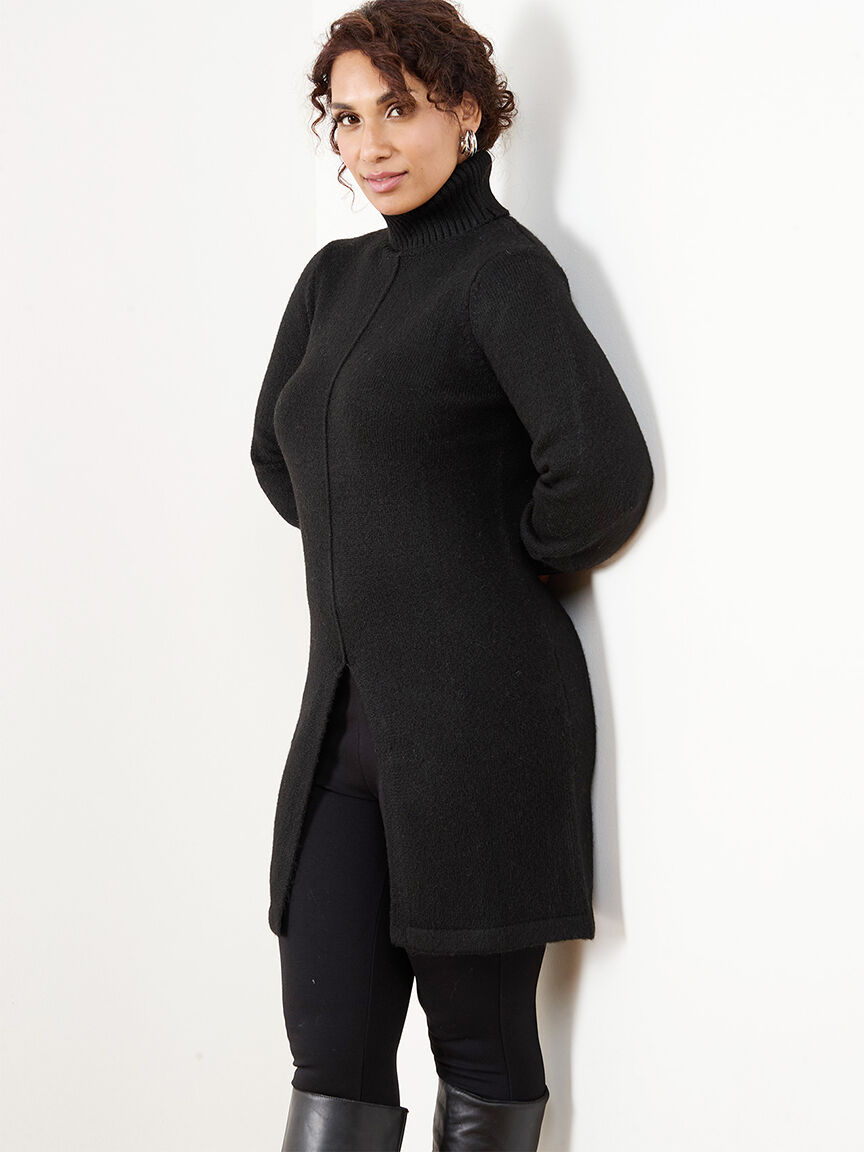 Petite turtleneck tunic sweater Cleo Black S