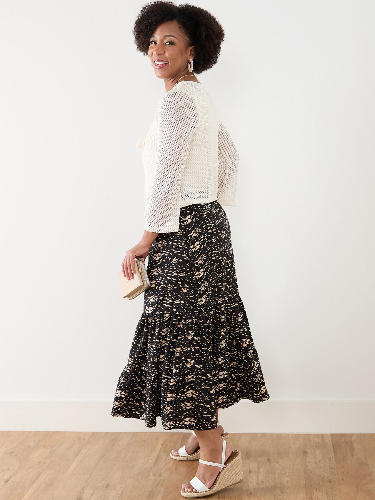 Petite Gauze Button Front Peasant Skirt Cleo 4000010213