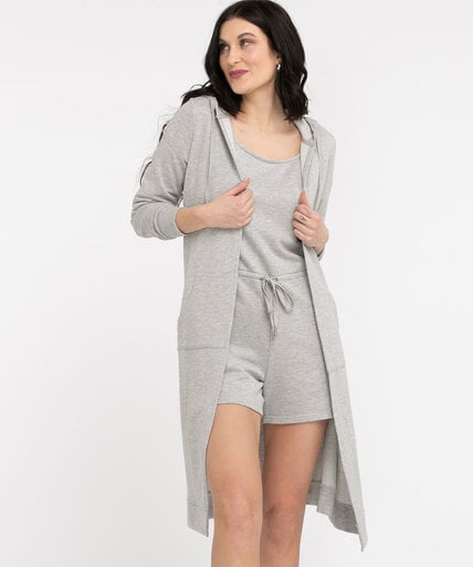French Terry Long Hooded Cardigan Image 2