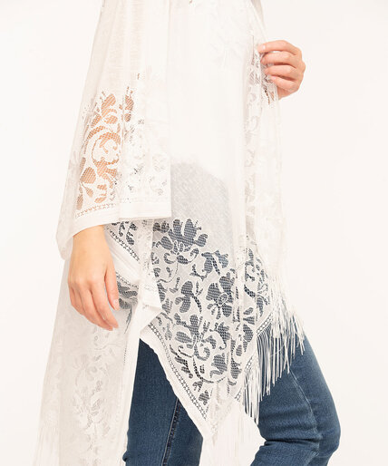 White Lace Fringe Kimono Image 5