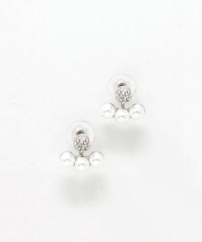 Small Silver Earrings with Pearls & Rhinestones