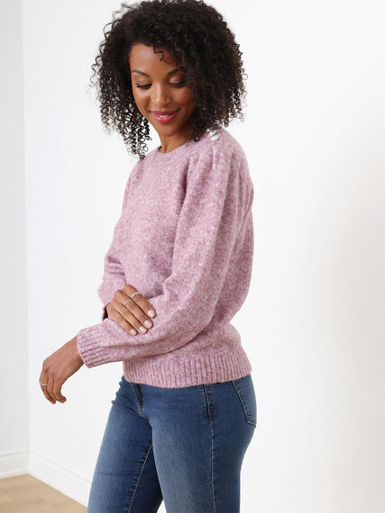 Petite Button-Shoulder Pullover Sweater Image 3