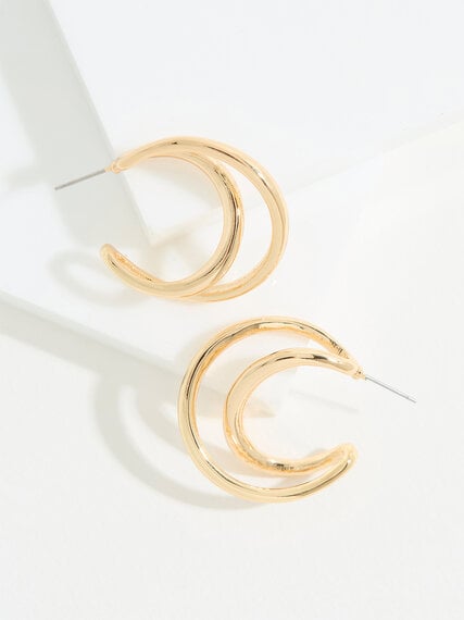 Gold Double Hoop Earrings Image 1