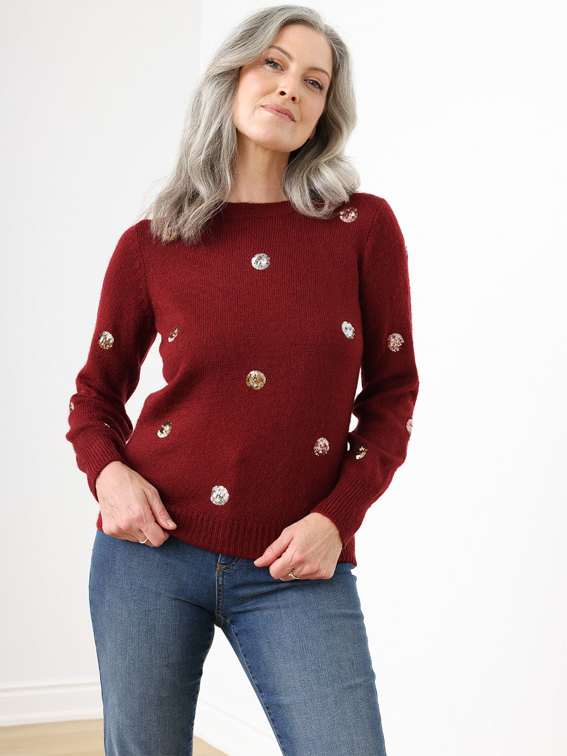Polka dot shop pullover sweater