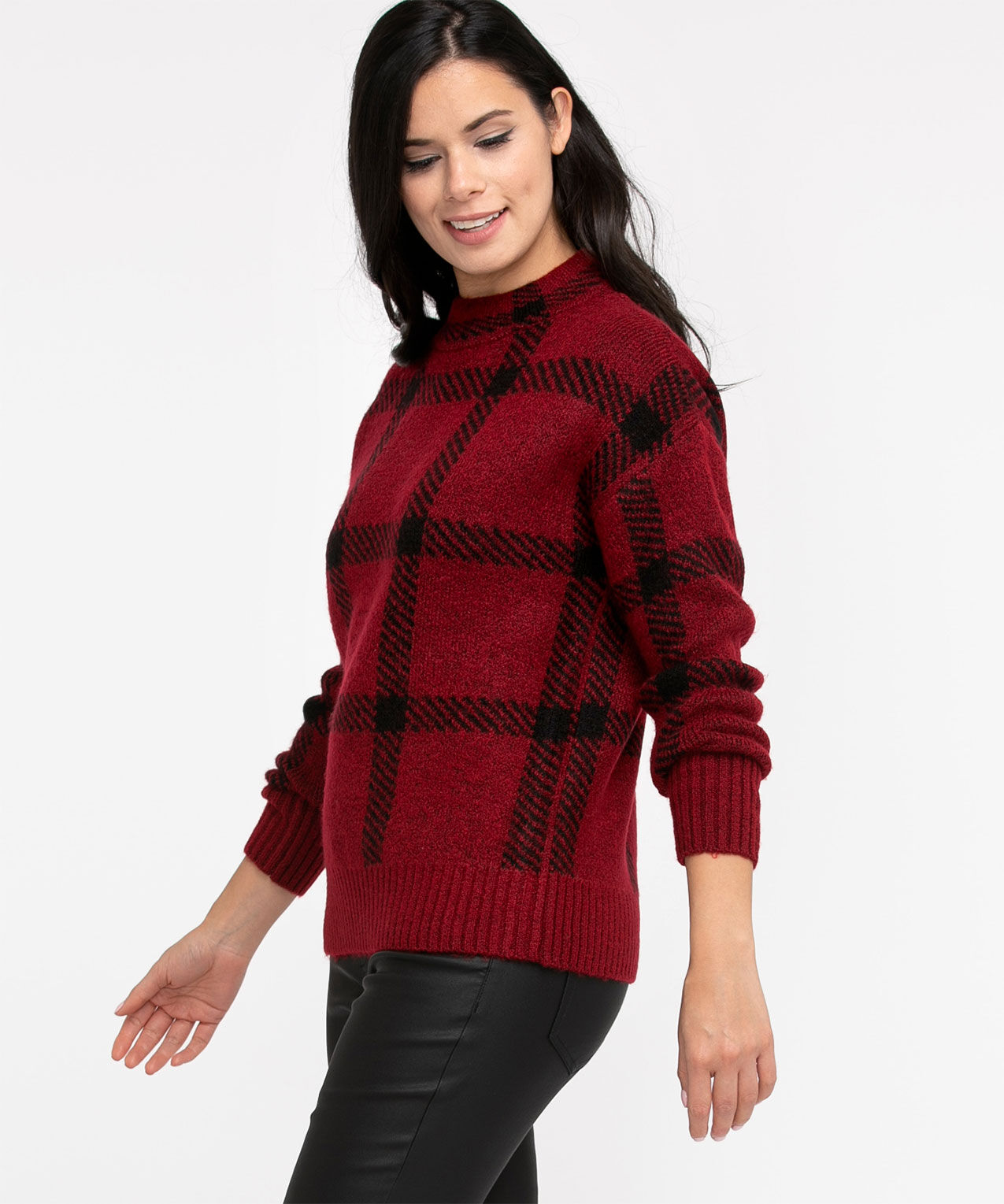 Plaid Mock Neck Sweater Cleo 4000004634