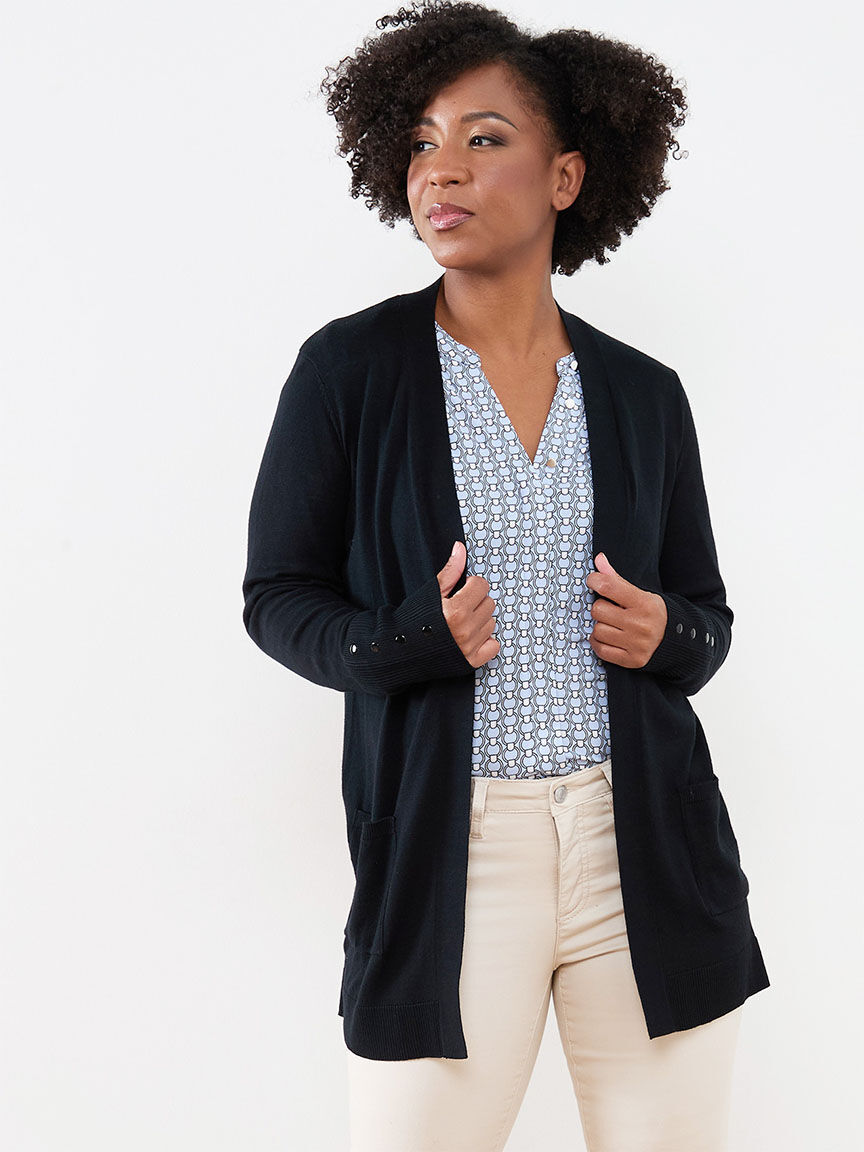 Open-Front Knit Cardigan Sweater